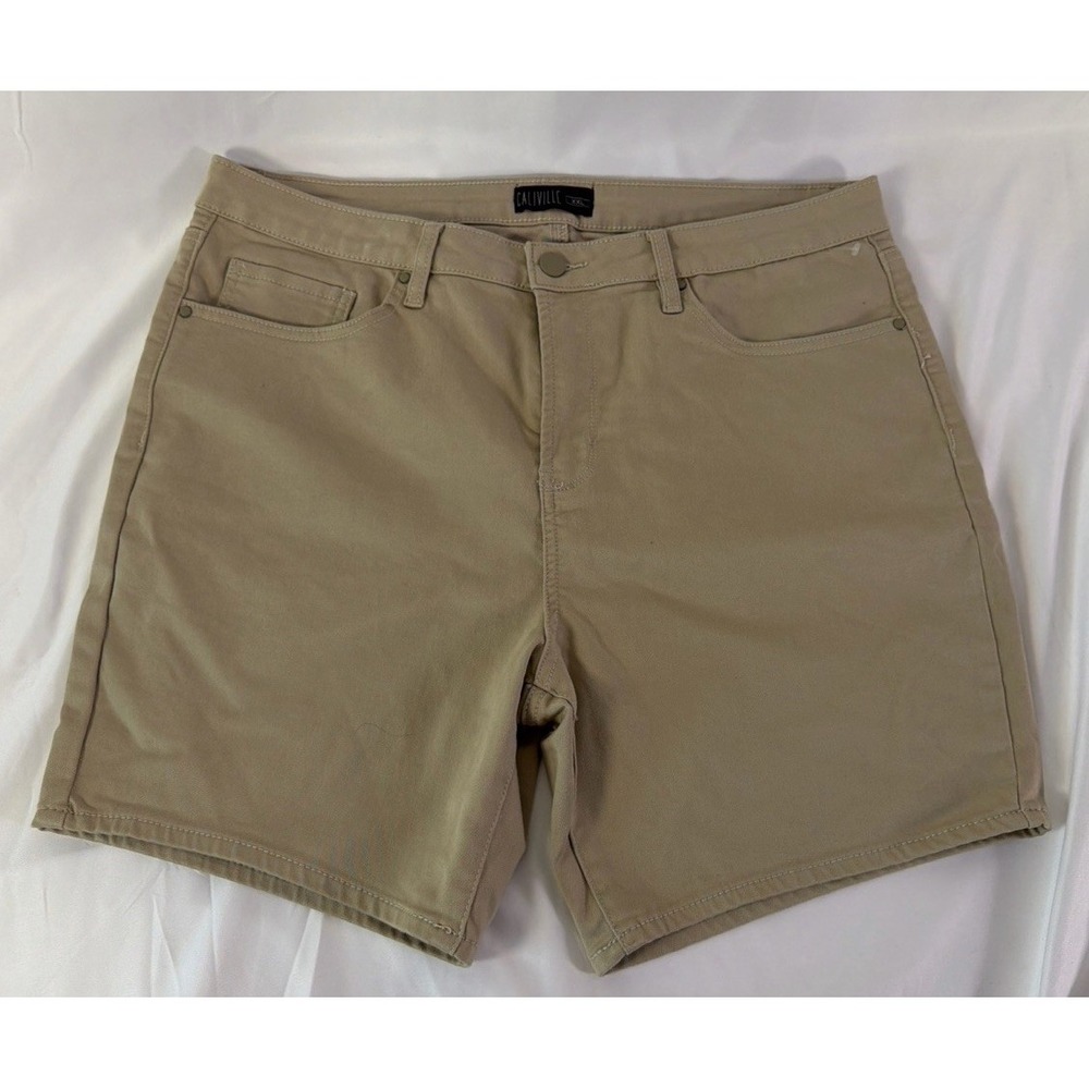 Women's Caliville XXL Beige Khaki Shorts Medium Stretch High Rise Casual Summer